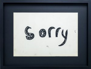 عمل «Sorry» للفنان الإماراتي رامي فاروق، 2020، من معرض Self Care في غاليري إياد قنزعة